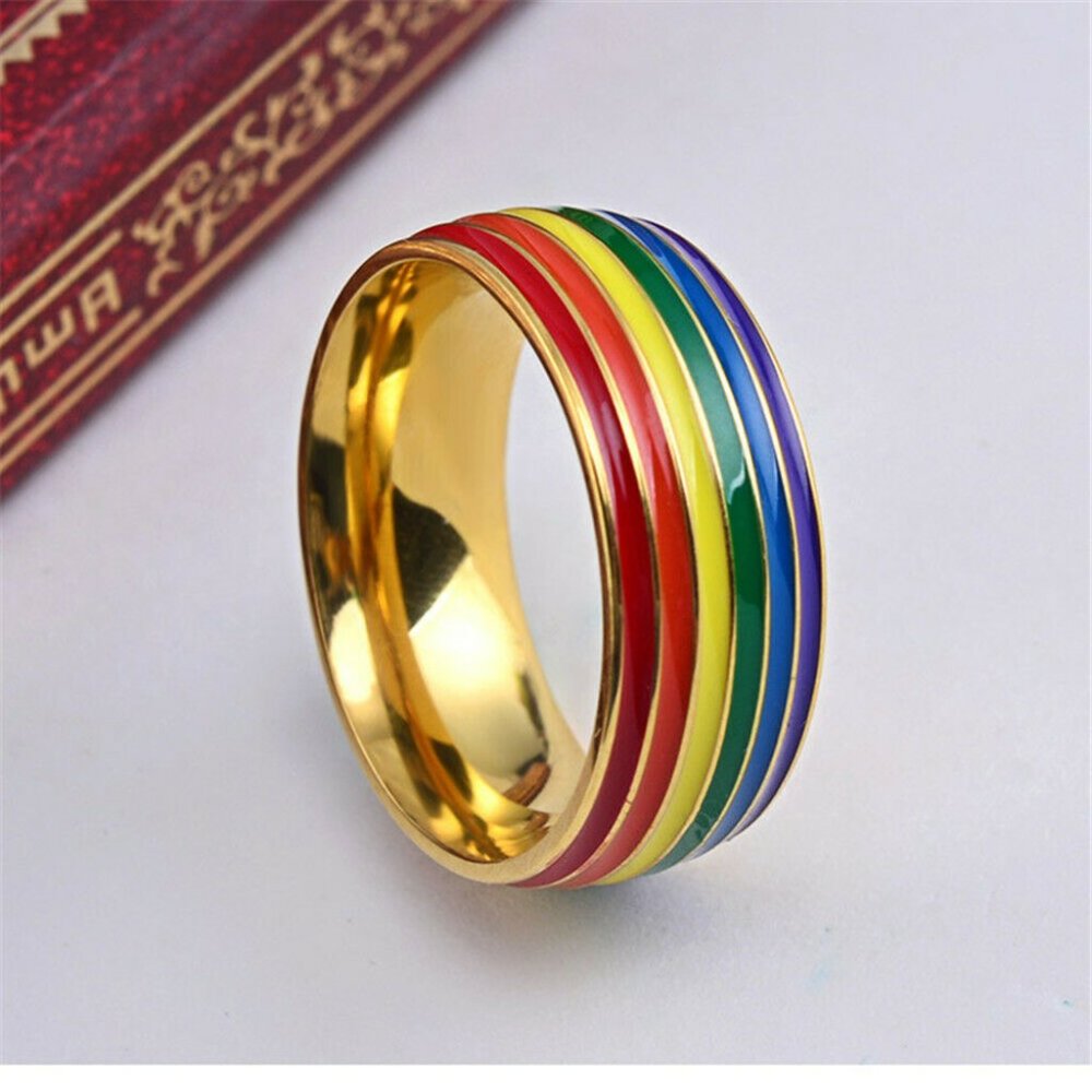 Rainbow Titanium Steel Ring LGBT Wedding Band